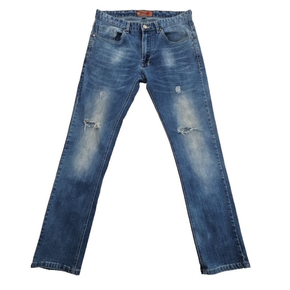 Raw X Men's Jeans 32x 32 Distressed Blue Stretch Denim Slim Fit Streetwear‎ EUC